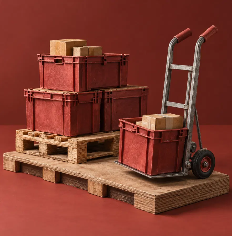 Illustration of logistics businesses equipment and workspace